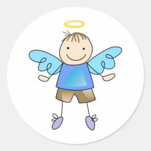 STICKER ROND GARÇON ANGEL