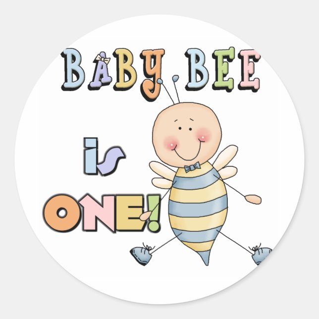 Sticker Rond Garçon Bébé Bee 1er Anniversaire Tshirts et cadeau (Devant)