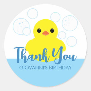 Sticker Rond Garçon Canard en Caoutchouc Faveur de Fête d'Anniv