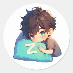 Sticker Rond Garçon d'anime lettre Z