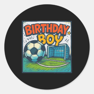 Sticker Rond Garçon d'anniversaire de football Footbyll Goal En