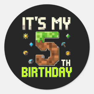 Sticker Rond Garçon d'anniversaire drôle C'est mon 5ème anniver