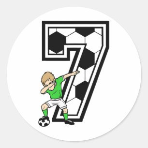 Sticker Rond Garçon de 7 ans footballeur 7e anniversaire Enfant