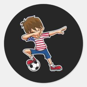 Sticker Rond Garçon de football américain Dabbing Maillot États