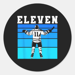 Sticker Rond Garçon de hockey 11e anniversaire Onze Hockey sur