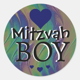 Sticker Rond Garçon de Mitzvah arc-en-ciel