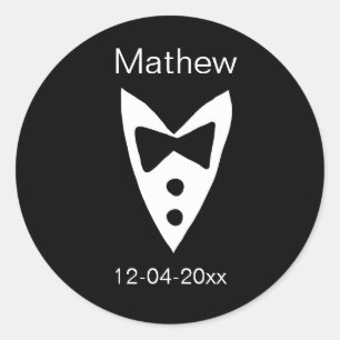 Sticker Rond garçon d'honneur ajoutez nom année chemise cravate