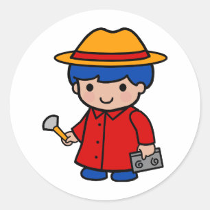 Sticker Rond Garçon d'investigateur