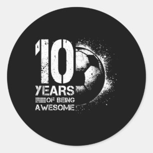 Sticker Rond Garçon Fille Footballeur 10 Ans Anniversaire