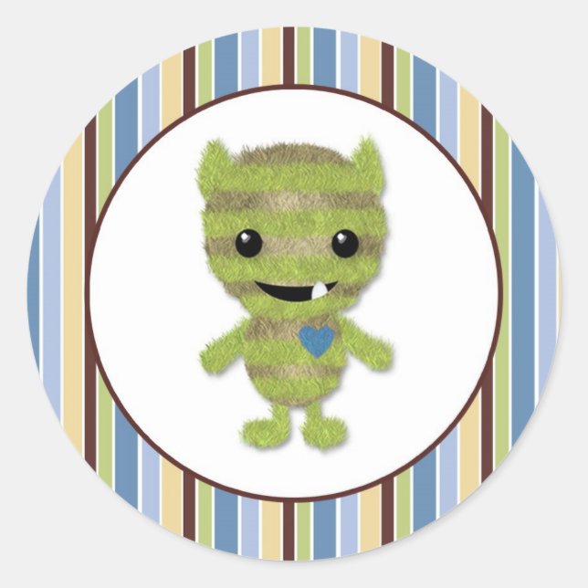 Sticker Rond GARÇON MONSTER JETER UN BON BÉBÉ Monstres PABC #6 (Devant)