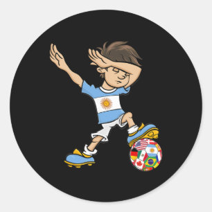Sticker Rond Garçon qui fait dabbing Maillot de foot Argentine
