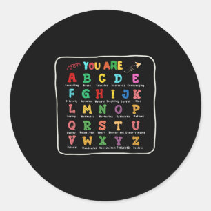 Sticker Rond Garçon Retour à l'école Vous êtes des lettres Alph