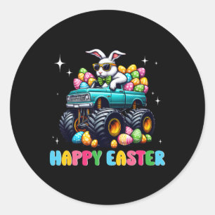 Sticker Rond Garçons amusants Joyeux Camion Monstre de Pâques O