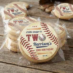 Sticker Rond Garçons de baseball vintage 2e anniversaire