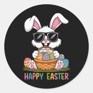 Sticker Rond Garçons de Pâques Filles Enfants Jeune Lapin Lapin