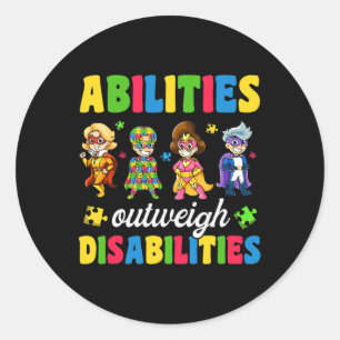 Sticker Rond Garçons Enfants Autisme Handicap Sensibilisation