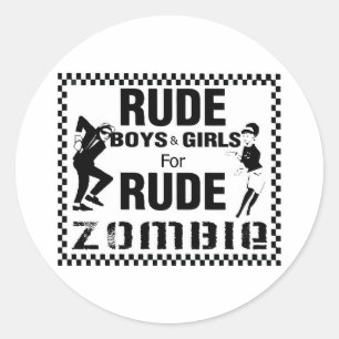 Sticker Rond Garçons et filles grossiers pour zombie grossier