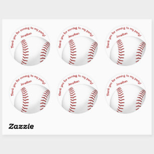 Sticker Rond garçons filles baseball softball party merci