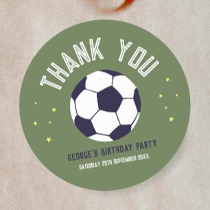 Sticker Rond Garçons Football Vert Sport Merci Enfants Annivers