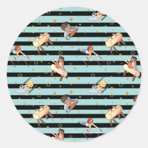 Sticker Rond Garçons Gymnastique Anneaux Parallel Bars Pommel H
