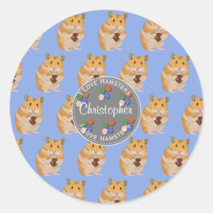 Sticker Rond Garçons J'aime Hamsters Motif de Pâques