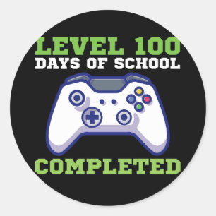 Sticker Rond Garçons Niveau 100 Jours D'École Terminé