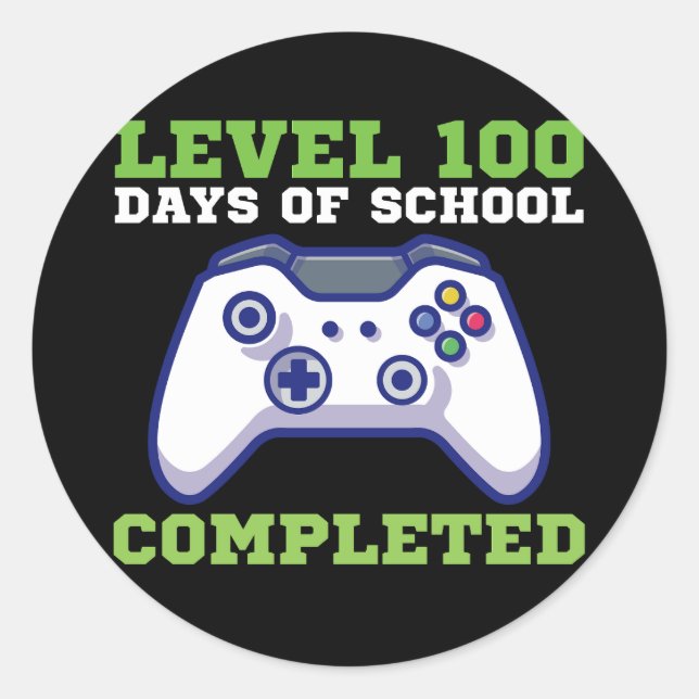 Sticker Rond Garçons Niveau 100 Jours D'École Terminé (Devant)