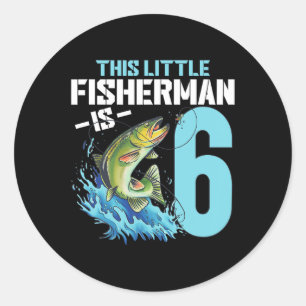 Sticker Rond Garçons Pêche Anniversaire Chemise 6 Ans Poisson G