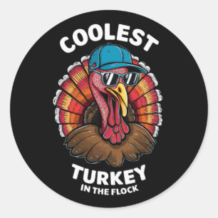 Sticker Rond Garçons Thanksgiving Enfants Coolest Turquie dans 