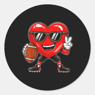 Sticker Rond Garçons Valentines Jour Coeur Jouer Football Garço