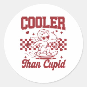 Sticker Rond Garçons Valentines Jour Glacière que Cupid Skatebo