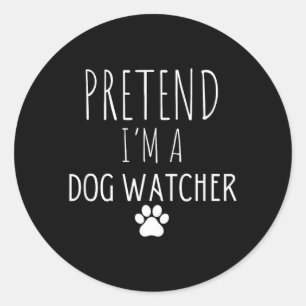 Sticker Rond Garde de chiens d'Halloween prétendant être un sur