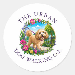 Sticker Rond Garde de jour pour chien Cockapoo