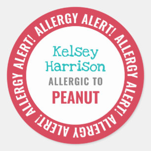 Sticker Rond Garde d'enfants Alerte allergique personnalisée En