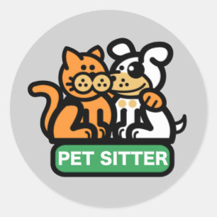 Sticker Rond Garde d'enfants d'animal familier (chat et chien)