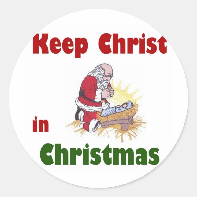 Sticker Rond Garder le Christ à Noël (Devant)