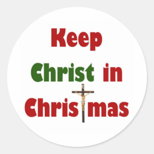 Sticker Rond Garder le Christ à Noël