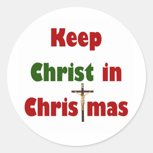 Sticker Rond Garder le Christ à Noël (Devant)