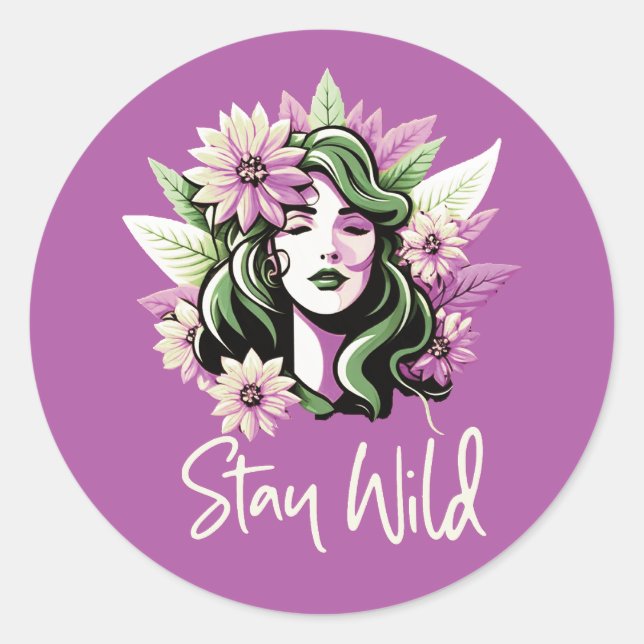 Sticker Rond Garder l'enfant à fleurs sauvage (Devant)