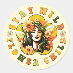 Sticker Rond Garder l'enfant à fleurs sauvage