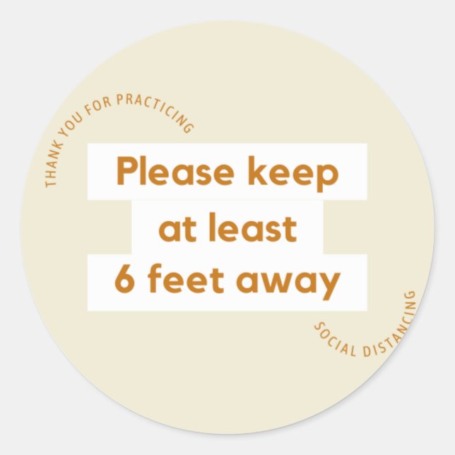 Sticker Rond Gardez au moins 6 pieds (Devant)