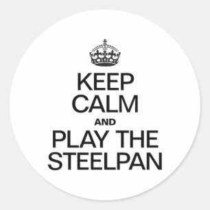 STICKER ROND GARDEZ LE CALME ET JOUEZ AU STEELPAN