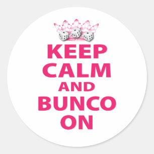 Sticker Rond Gardez le calme et le Bunco sur la conception