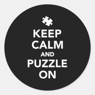 Sticker Rond Gardez Le Calme Et Le Puzzle Sur