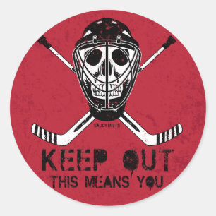Sticker Rond Gardez le gardien de hockey à l'écart