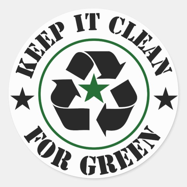 Sticker Rond Gardez-Le Propre Pour Le Logo Vert (Devant)
