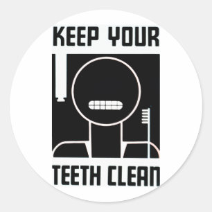 Sticker Rond Gardez vos dents propres