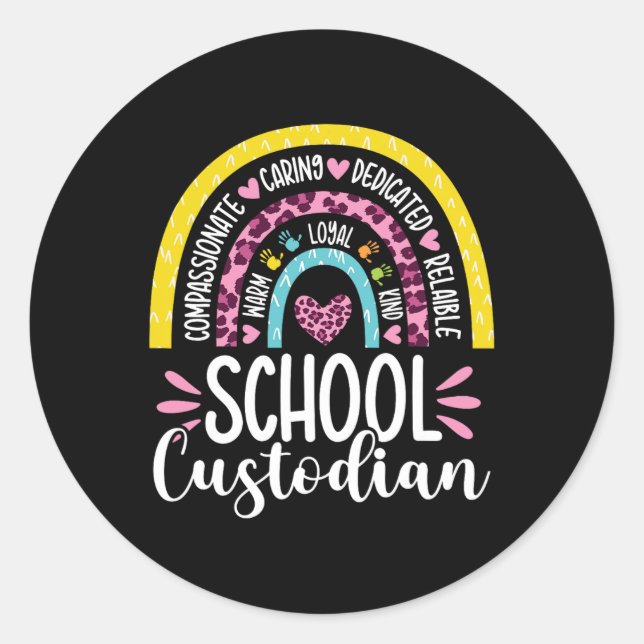 Sticker Rond Gardien Battery Life School Janitor Rainbow (Devant)