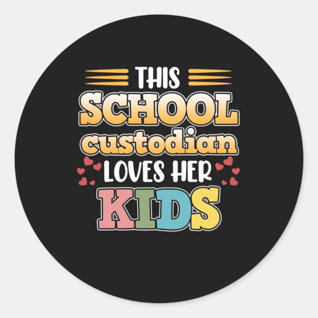 Sticker Rond Gardien de l'école Aime les enfants Gardien de l'é (Devant)