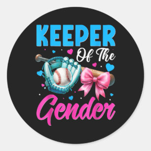 Sticker Rond Gardien Du Baseball Sexe Ou Bows Genre Revea